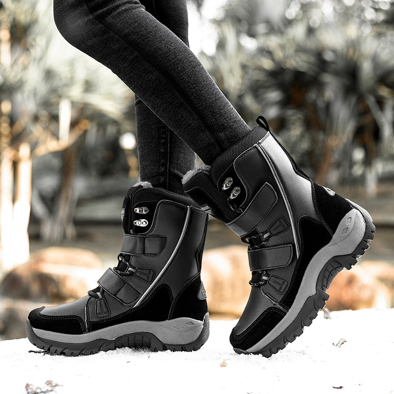 Owlkay Warm Winter Plush Mid-Calf Waterproof Boots