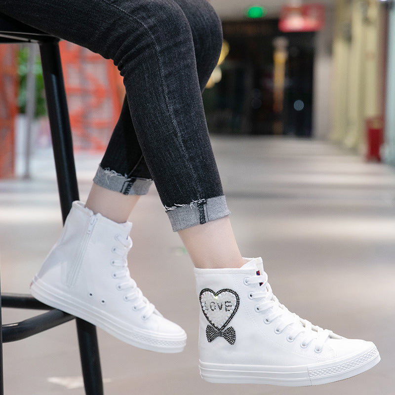 Owlkay Casual Sparkling High Top Canvas Shoes