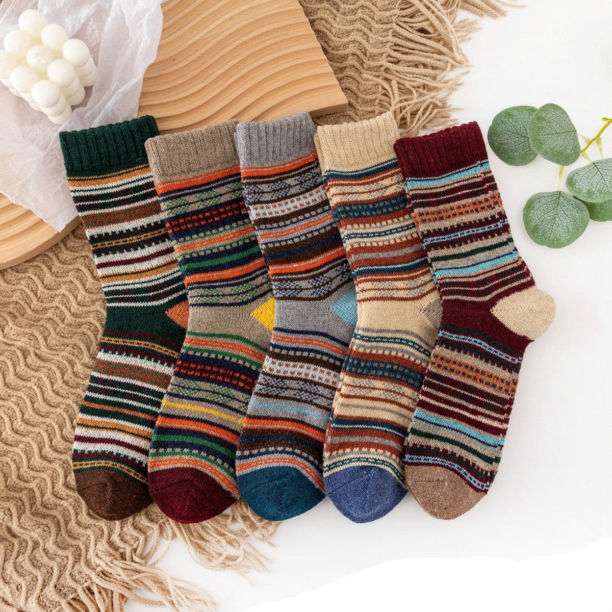 ( 5 PAIRS ) Owlkay Super Thick Wool Socks